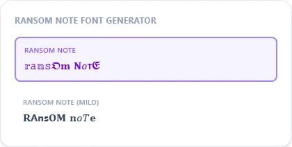 Ransom Note Font Generator style examples: Ransom Note, Ransom Note (Mild), rendered on the word "Ransom Note"