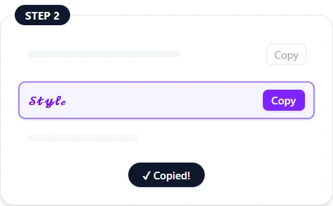 Step 2: Copy your text — Found one you like? Tap Copy on that style's row, or tap the ★ next to it to save it to your Favorites for next time.